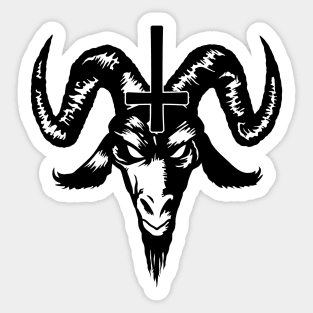 Satanic Goat Head with Cross (black) Sticker